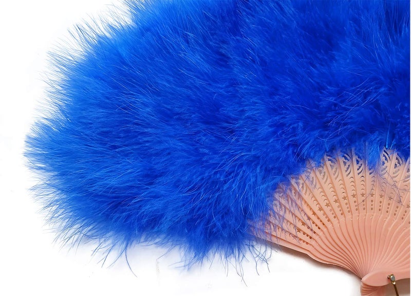Happy Feather Handheld Marabou Feather Fan, 1920s Vintage Style Flapper Hand Fan for Costume Party and Dancing-Royal Blue - Image 5
